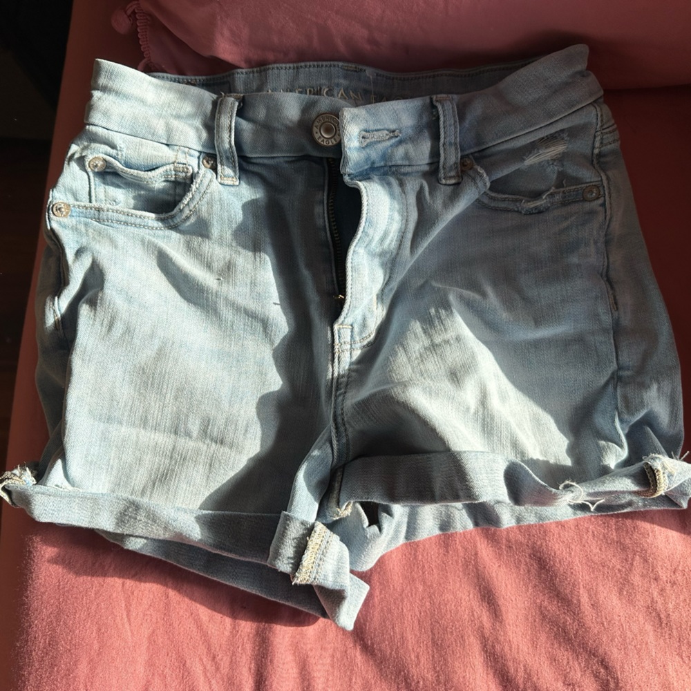 American eagle light blue jean shorts !!